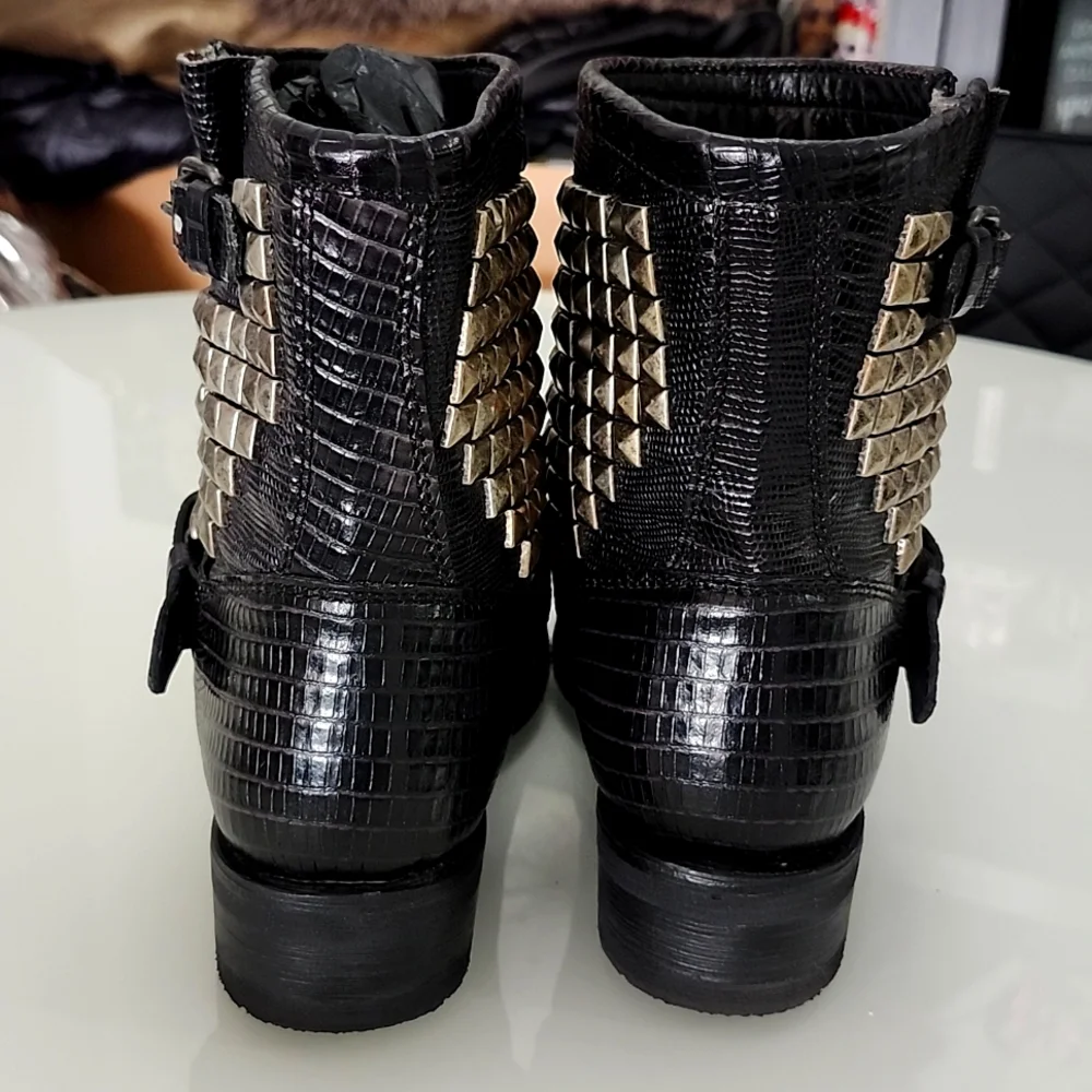 Ash studded reptile texture moto boots - Picture 3 of 8